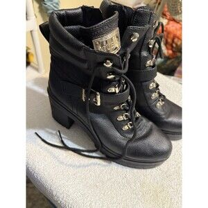 Guess Canaly Lug Sole Block Heel Combat Boots Women Size 8.5